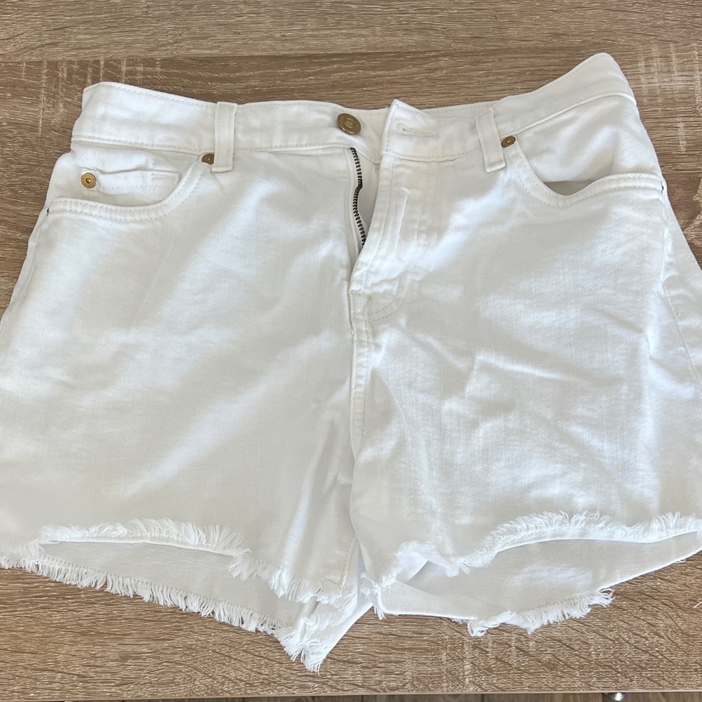 7 For All Mankind Bright White Jean Shorts